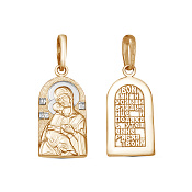 Подвеска иконка Владимирская Божия Матерь из золоченого серебра
