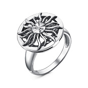Кольцо Солнце из серебра с алмазной гранью
