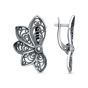 Серьги ажурные винтажные из серебра