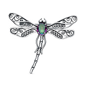 Брошь Стрекоза бижутерия с ювелирным стеклом