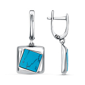 Серьги геометрические с подвесками бижутерия с иск. бирюзой