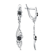 Серьги с подвесками из серебра с фианитами