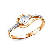 Кольцо из золоченого серебра с фианитами