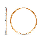 Серьги конго 35 мм из золоченого серебра с алмазной гранью