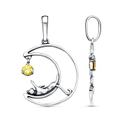 Подвеска Кошка на Луне бижутерия с фианитом