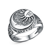 Кольцо оберег Солнце и Луна из серебра