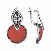 Серьги ажурные бижутерия с иск. кораллом