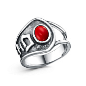 Кольцо Иероглиф Удача бижутерия с иск. кораллом