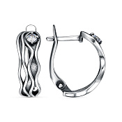 Серьги винтажные из серебра с фианитами