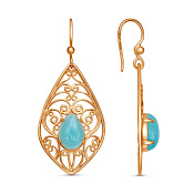 Серьги ажурные с подвесками бижутерия с иск. кошачьим глазом