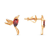 Серьги гвоздики Колибри из золоченого серебра с фианитами