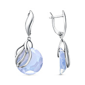 Серьги длинные с подвесками из серебра с синтетическим кварцем