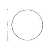 Серьги конго с алмазной гранью 60 мм из серебра