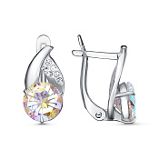 Серьги бижутерия с фианитами и ювелирным стеклом