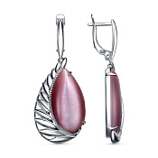 Серьги с подвесками бижутерия с иск. кошачьим глазом
