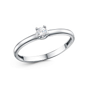 Кольцо тонкое из серебра с муассанитом