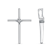 Подвеска крест из серебра с фианитом
