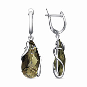 Серьги длинные с подвесками из серебра с синтетическим кварцем