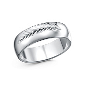 Обручальное кольцо с алмазной гранью из серебра