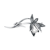 Брошь Цветок из серебра с имитацией жемчуга