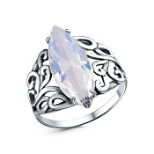 Кольцо винтажное широкое из серебра с ювелирным стеклом