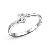 Кольцо тонкое из серебра с фианитами