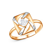 Кольцо из золоченого серебра с фианитами