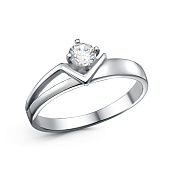 Кольцо тонкое из серебра с фианитом