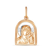 Подвеска иконка Казанская Божия Матерь из золоченого серебра
