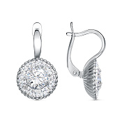 Серьги бижутерия с фианитами и ювелирным стеклом