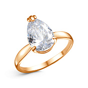 Кольцо из золоченого серебра с фианитом