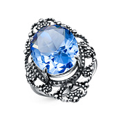 Кольцо ажурное винтажное из серебра с ювелирным стеклом