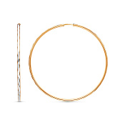 Серьги конго с алмазной гранью 60 мм из золоченого серебра