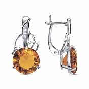 Серьги из серебра с иск. раухтопазами