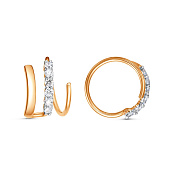 Моносерьга из золоченого серебра с фианитами