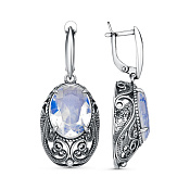 Серьги ажурные с подвесками из серебра с синтетическим кварцем