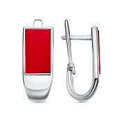 Серьги геометрические из серебра с иск. кораллом