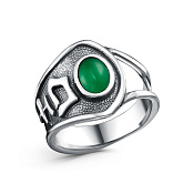 Кольцо Иероглиф Удача из серебра с иск. агатом