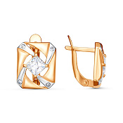 Серьги из золоченого серебра с фианитами