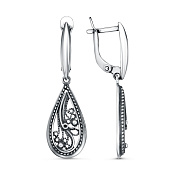 Серьги ажурные с подвесками из серебра