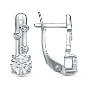 Серьги бижутерия с фианитами и ювелирным стеклом