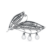 Брошь Ландыш бижутерия с имитацией жемчуга