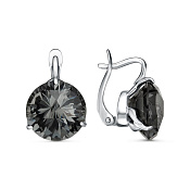 Серьги из серебра с иск. дымчатым кварцем