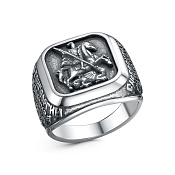 Кольцо оберег Георгий Победоносец из серебра