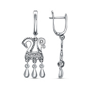 Серьги с подвесками Лошадки из серебра