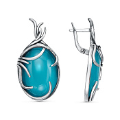 Серьги из серебра с иск. халцедоном