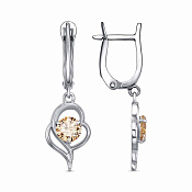 Серьги с подвесками из серебра с фианитами