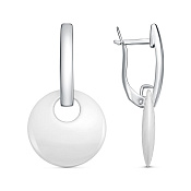 Серьги с подвесками из серебра с керамическими вставками