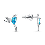 Серьги гвоздики Колибри из серебра с фианитами