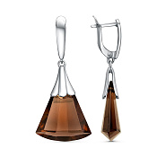 Серьги длинные с подвесками из серебра с иск. топазами